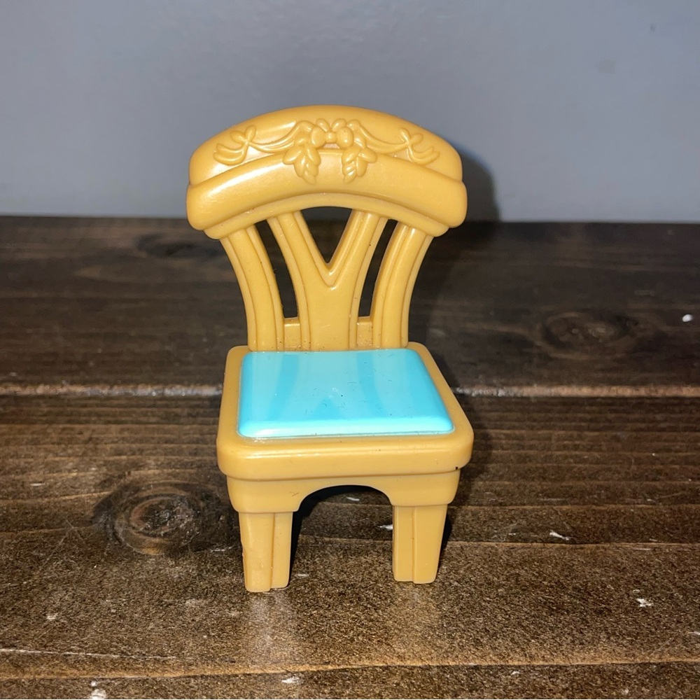 Vintage Fisher Price Loving Family ! Dining Room Chair Light Brown/Teal